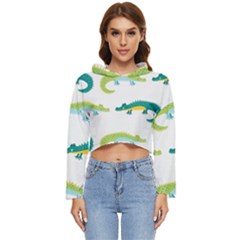 Cute-cartoon-alligator-kids-seamless-pattern-with-green-nahd-drawn-crocodiles Women s Lightweight Cropped Hoodie by uniart180623