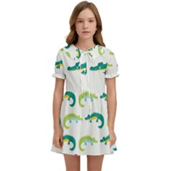 Cute-cartoon-alligator-kids-seamless-pattern-with-green-nahd-drawn-crocodiles Kids  Sweet Collar Dress by uniart180623