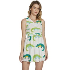 Cute-cartoon-alligator-kids-seamless-pattern-with-green-nahd-drawn-crocodiles Sleeveless High Waist Mini Dress by uniart180623