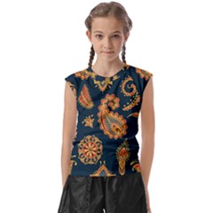 Bright-seamless-pattern-with-paisley-mehndi-elements-hand-drawn-wallpaper-with-floral-traditional Kids  Raglan Cap Sleeve Tee by uniart180623