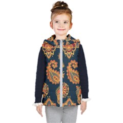 Bright-seamless-pattern-with-paisley-mehndi-elements-hand-drawn-wallpaper-with-floral-traditional Kids  Hooded Puffer Vest by uniart180623