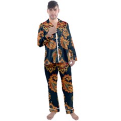 Bright-seamless-pattern-with-paisley-mehndi-elements-hand-drawn-wallpaper-with-floral-traditional Men s Long Sleeve Satin Pajamas Set by uniart180623