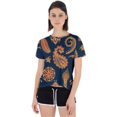 Bright-seamless-pattern-with-paisley-mehndi-elements-hand-drawn-wallpaper-with-floral-traditional Open Back Sport Tee by uniart180623