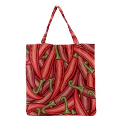 Seamless-chili-pepper-pattern Grocery Tote Bag by uniart180623