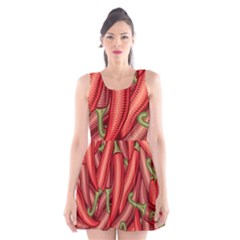 Seamless-chili-pepper-pattern Scoop Neck Skater Dress by uniart180623