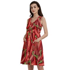 Seamless-chili-pepper-pattern Sleeveless Dress With Pocket by uniart180623