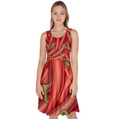 Seamless-chili-pepper-pattern Knee Length Skater Dress With Pockets by uniart180623