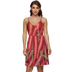 Seamless-chili-pepper-pattern V-neck Pocket Summer Dress  by uniart180623