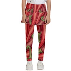 Seamless-chili-pepper-pattern Kids  Skirted Pants by uniart180623