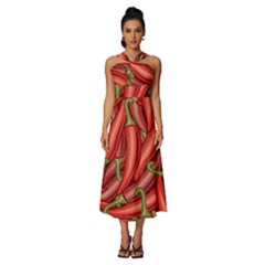 Seamless-chili-pepper-pattern Sleeveless Cross Front Cocktail Midi Chiffon Dress by uniart180623