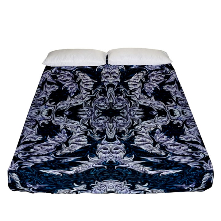 Cobalt Grey Arabesque Fitted Sheet (California King Size)