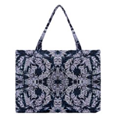 Cobalt Grey Arabesque Medium Tote Bag by kaleidomarblingart