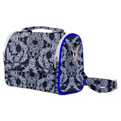 Cobalt Grey Arabesque Satchel Shoulder Bag by kaleidomarblingart