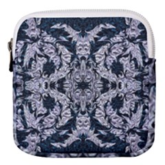 Cobalt Grey Arabesque Mini Square Pouch by kaleidomarblingart