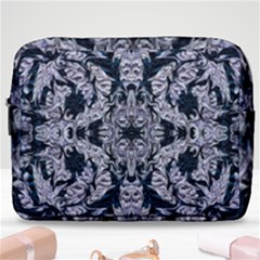 Cobalt Grey Arabesque Make Up Pouch (large) by kaleidomarblingart