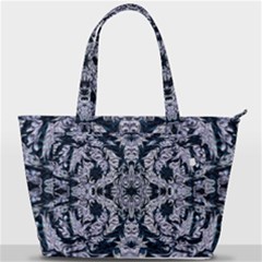 Cobalt Grey Arabesque Back Pocket Shoulder Bag  by kaleidomarblingart