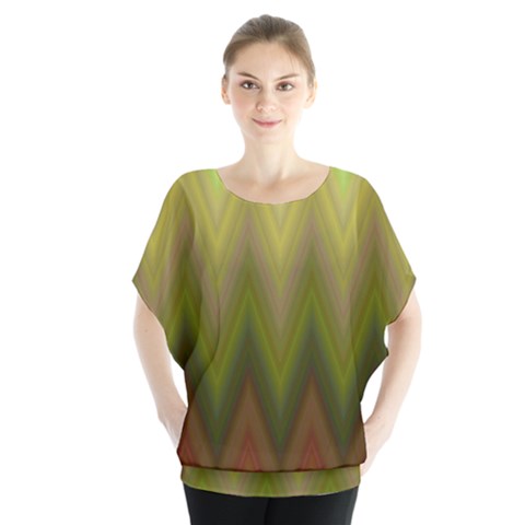 Zig Zag Chevron Classic Pattern Batwing Chiffon Blouse by Celenk