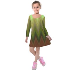 Zig Zag Chevron Classic Pattern Kids  Long Sleeve Velvet Dress