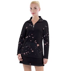 Abstract Rose Gold Glitter Background Women s Long Sleeve Casual Dress by artworkshop