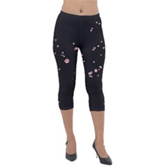 Abstract Rose Gold Glitter Background Lightweight Velour Capri Leggings  by artworkshop