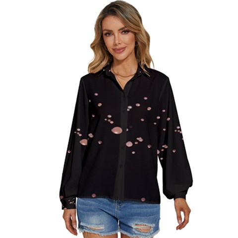 Abstract Rose Gold Glitter Background Women s Long Sleeve Button Up Shirt by artworkshop