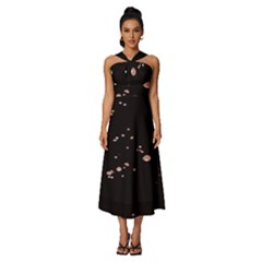 Abstract Rose Gold Glitter Background Sleeveless Cross Front Cocktail Midi Chiffon Dress by artworkshop