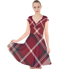 Tartan-scotland-seamless-plaid-pattern-vector-retro-background-fabric-vintage-check-color-square-geo Cap Sleeve Front Wrap Midi Dress by uniart180623