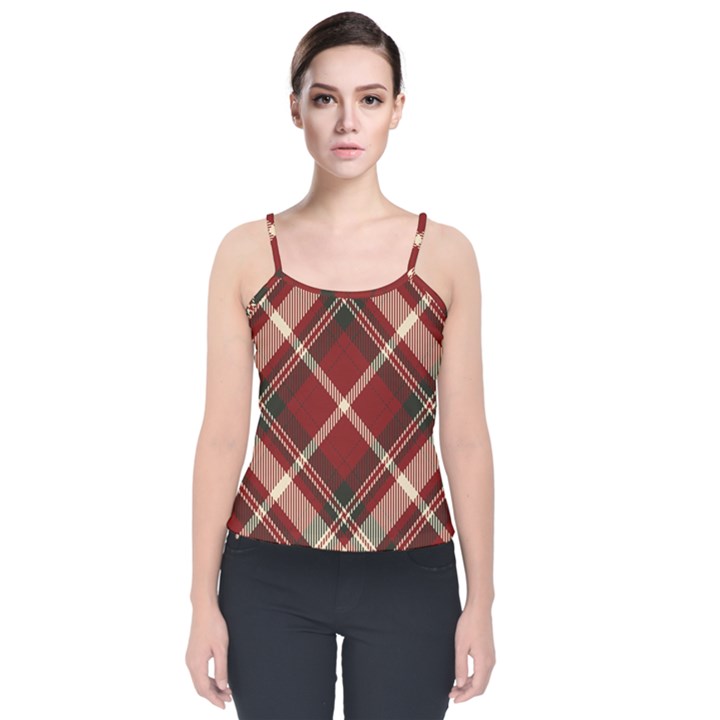 Tartan-scotland-seamless-plaid-pattern-vector-retro-background-fabric-vintage-check-color-square-geo Velvet Spaghetti Strap Top