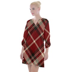 Tartan-scotland-seamless-plaid-pattern-vector-retro-background-fabric-vintage-check-color-square-geo Open Neck Shift Dress by uniart180623