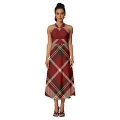 Tartan-scotland-seamless-plaid-pattern-vector-retro-background-fabric-vintage-check-color-square-geo Sleeveless Cross Front Cocktail Midi Chiffon Dress