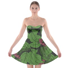 Seamless-pattern-with-hand-drawn-guelder-rose-branches Strapless Bra Top Dress by uniart180623