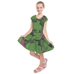 Seamless-pattern-with-hand-drawn-guelder-rose-branches Kids  Short Sleeve Dress by uniart180623