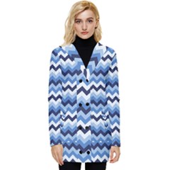 Zigzag-pattern-seamless-zig-zag-background-color Button Up Hooded Coat  by uniart180623