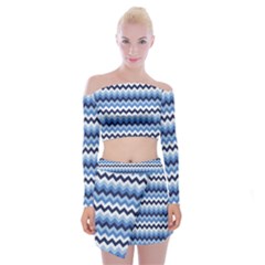 Zigzag-pattern-seamless-zig-zag-background-color Off Shoulder Top With Mini Skirt Set