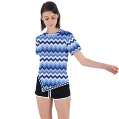 Zigzag-pattern-seamless-zig-zag-background-color Asymmetrical Short Sleeve Sports Tee by uniart180623