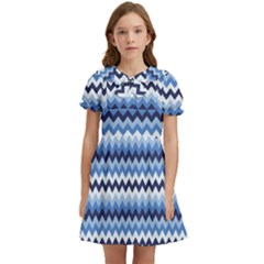 Zigzag-pattern-seamless-zig-zag-background-color Kids  Bow Tie Puff Sleeve Dress by uniart180623