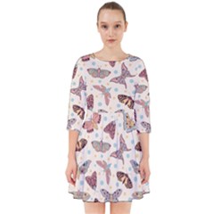 Pattern-with-butterflies-moths Smock Dress