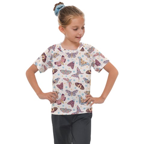 Pattern-with-butterflies-moths Kids  Mesh Piece Tee by uniart180623