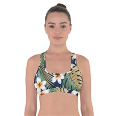 Seamless-pattern-with-tropical-strelitzia-flowers-leaves-exotic-background Cross Back Sports Bra by uniart180623