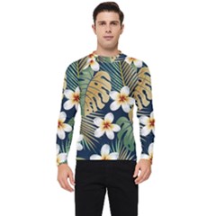 Seamless-pattern-with-tropical-strelitzia-flowers-leaves-exotic-background Men s Long Sleeve Rash Guard by uniart180623