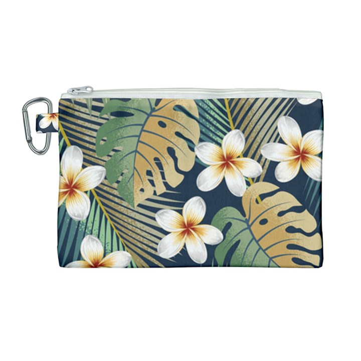 Seamless-pattern-with-tropical-strelitzia-flowers-leaves-exotic-background Canvas Cosmetic Bag (Large)