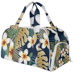 Seamless-pattern-with-tropical-strelitzia-flowers-leaves-exotic-background Burner Gym Duffel Bag by uniart180623