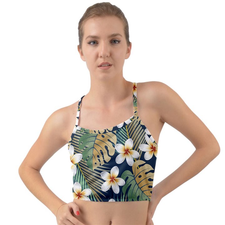 Seamless-pattern-with-tropical-strelitzia-flowers-leaves-exotic-background Mini Tank Bikini Top