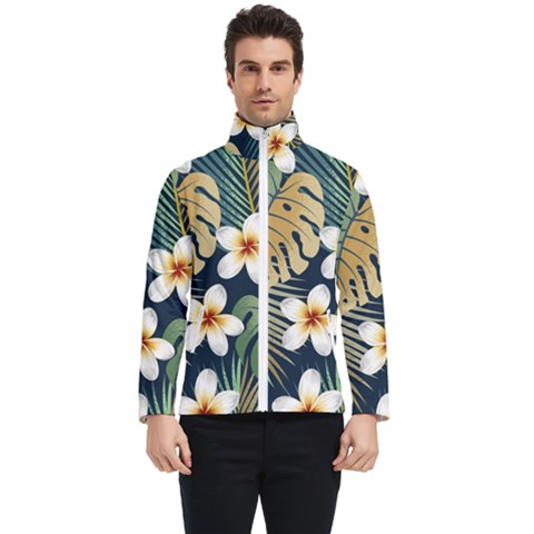 Seamless-pattern-with-tropical-strelitzia-flowers-leaves-exotic-background Men s Bomber Jacket by uniart180623