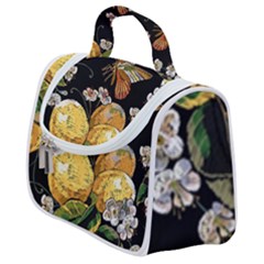 Embroidery-blossoming-lemons-butterfly-seamless-pattern Satchel Handbag by uniart180623