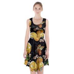 Embroidery-blossoming-lemons-butterfly-seamless-pattern Racerback Midi Dress by uniart180623