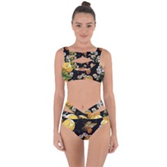 Embroidery-blossoming-lemons-butterfly-seamless-pattern Bandaged Up Bikini Set  by uniart180623