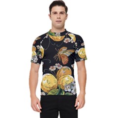 Embroidery-blossoming-lemons-butterfly-seamless-pattern Men s Short Sleeve Rash Guard by uniart180623