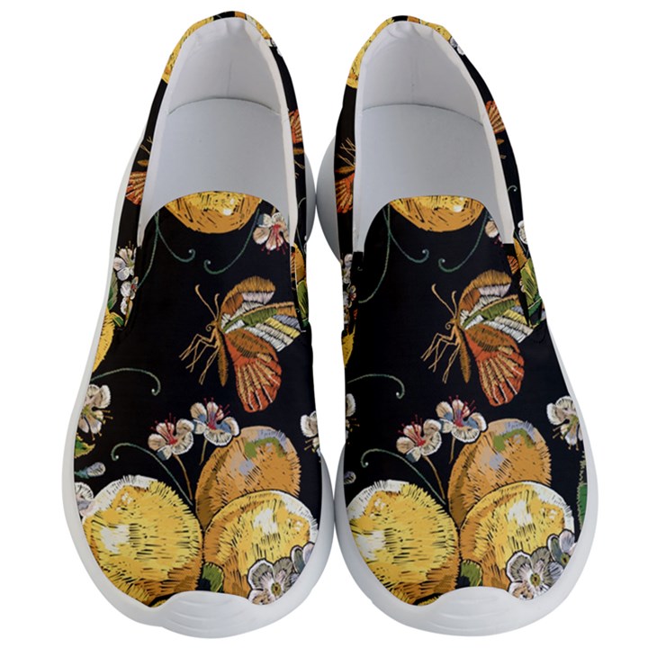 Embroidery-blossoming-lemons-butterfly-seamless-pattern Men s Lightweight Slip Ons