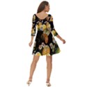 Embroidery-blossoming-lemons-butterfly-seamless-pattern Shoulder Cut Out Zip Up Dress View4